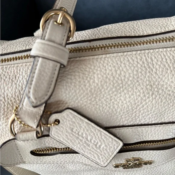 Coach Pebble Leather Satchel in Cream with Gold Hardware - Picture 2 of 10